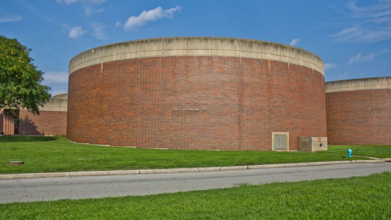 This anaerobic digester at the southwest plant uses microorganisms to break down sludge from the primary and secondary treatment processes. The biproducts are used as biogas and fertilizer. (Kimberly Paynter/WHYY)