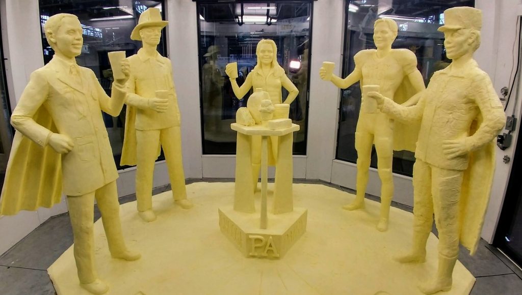 Butter sculpture 2019 The 2019 Pennsylvania Farm Show butter sculpture was unveiled Jan. 3, 2019. Its title is
