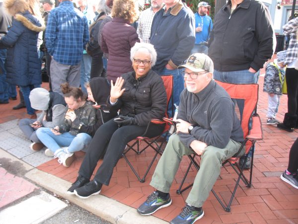 Norma Sadler and Jay Crosby from Middletown returned to the parade after not attending the last few years. “It’s always interesting, but sometimes you should leave the kids at home.” (John Mussoni/WHYY)