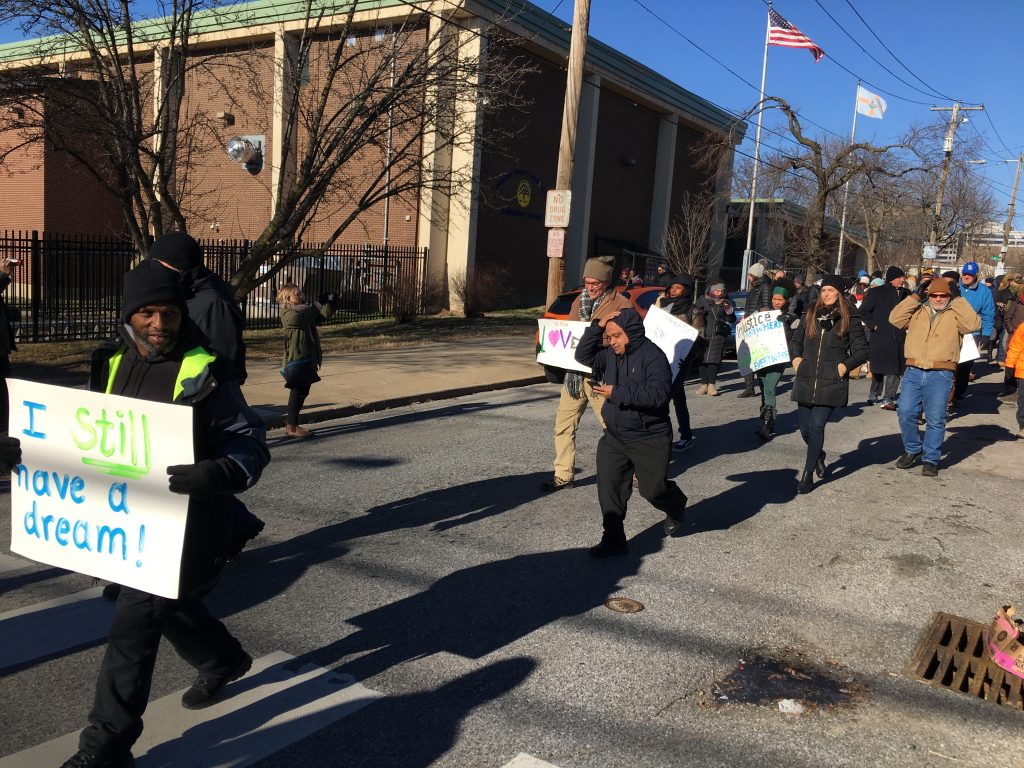 Wilmington Peace March Wilmington residents called for justice and peace in the 7th annual MLK Day Peace March. (Mark Eichmann/WHYY)