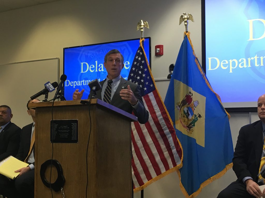 Carney DOC Delaware Gov. John Carney Tuesday announces efforts to reduce recidivism at the Department of Correction administration building in Dover. (Mark Eichmann/WHYY)