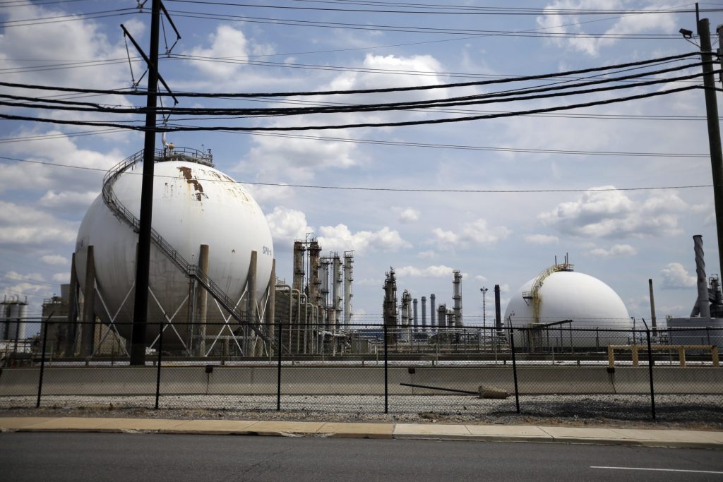 Sunoco-plant-1920×1280 This photo taken on July 11, 2012, shows the Marcus Hook Refinery in Marcus Hook, Pa. The facility, which is owned and operated by Sunoco Logistics, is an international hub for natural gas liquids, propane, ethane, and butane from the Marcellus Shale region of Western Pennsylvania. (Matt Slocum/AP Photo)