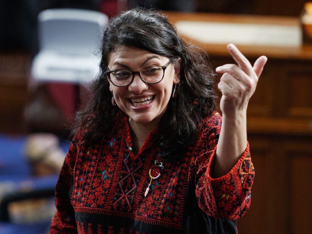 Democratic Rep. Rashida Tlaib of Michigan, hours after being sworn in on the House floor, profanely called to impeach the president, prompting her own leaders to distance themselves from her comments. (Carolyn Kaster/AP)