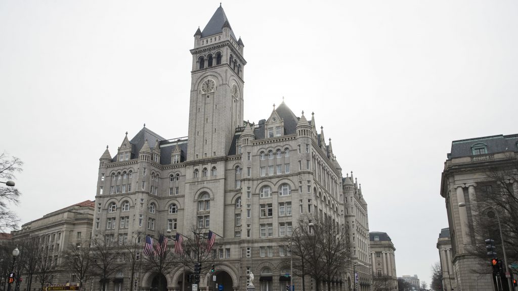 The Old Post Office Pavilion Clock Tower, which remains open during the partial government shutdown, is seen above the Trump International Hotel in Washington. The Old Post Office Pavilion Clock Tower, which remains open during the partial government shutdown, is seen above the Trump International Hotel in Washington. (Alex Brandon/AP)
