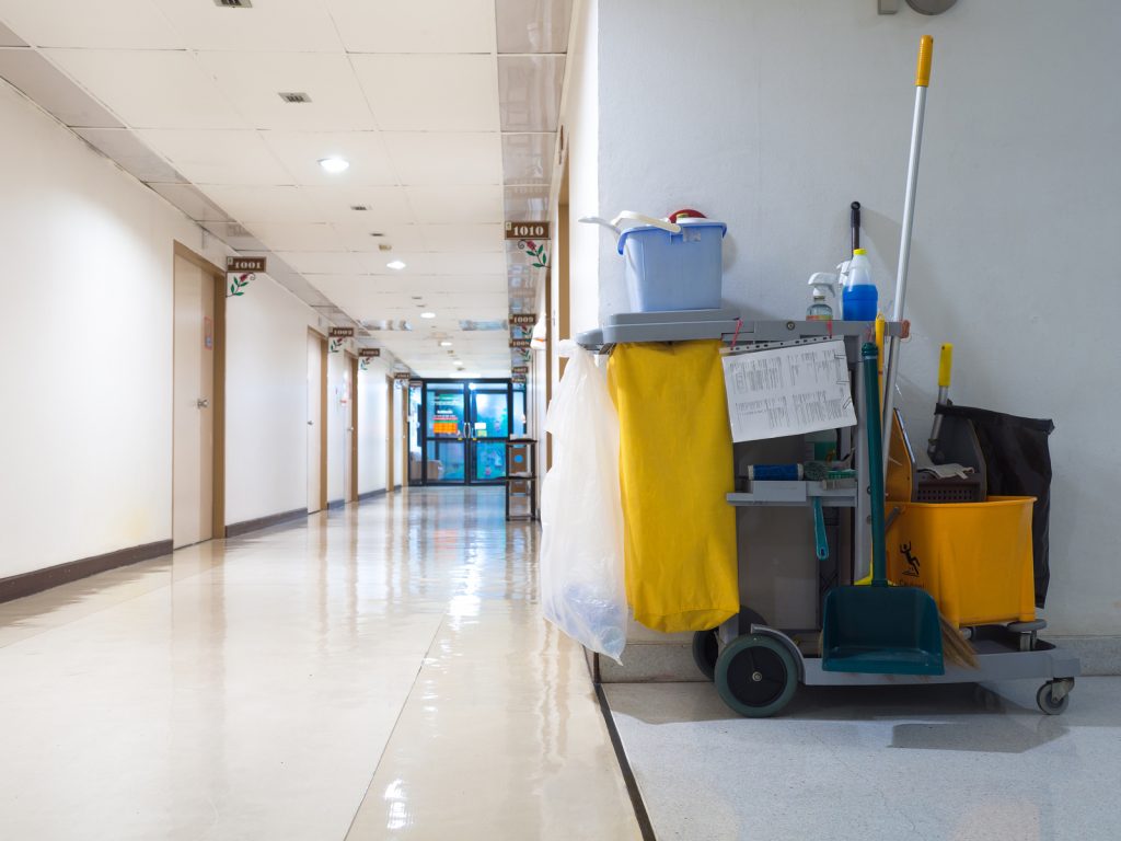 Cleaning Tools Cart Wait For Maid Or Cleaner In The Hospital. Bu (The Pulse)