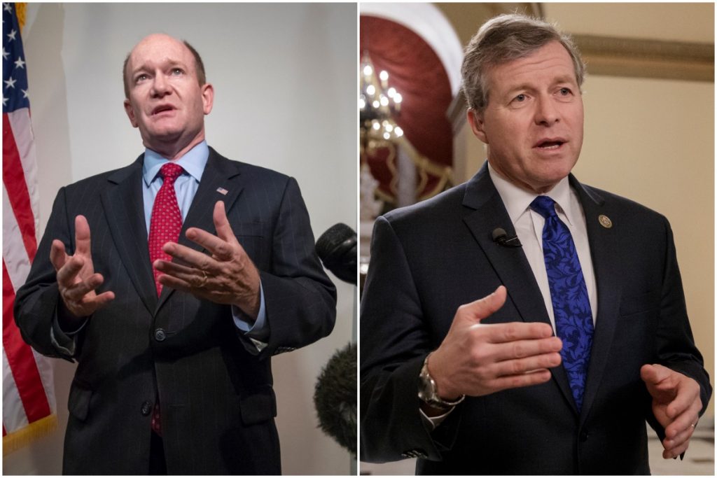coons dent Left: Sen. Chris Coons (AP Photo/J. Scott Applewhite)
Right: Fmr. Rep. Charlie Dent (AP Photo/J. Scott Applewhite, File)