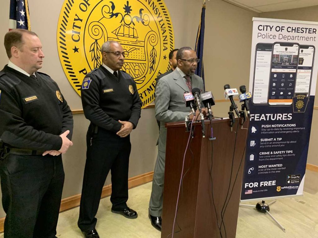 download (1) Chester’s Mayor Thaddeus Kirkland discusses the city's decrease in crime, including homicides. (Aaron Moselle/WHYY)