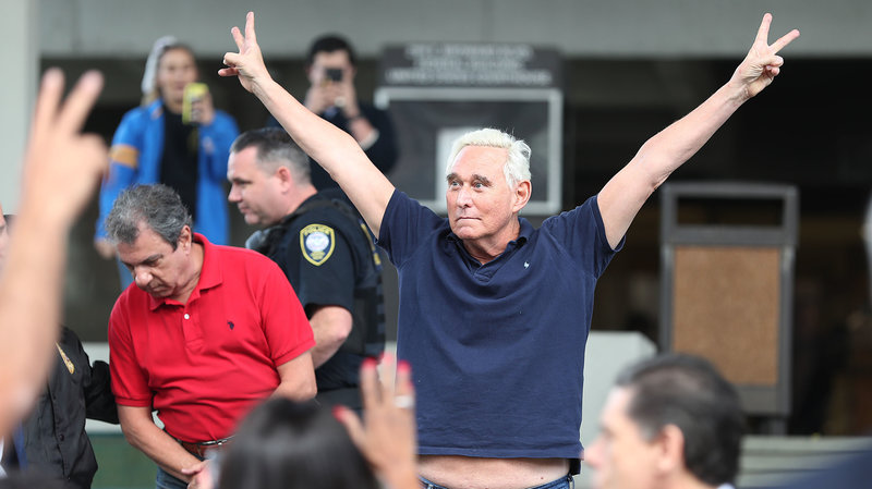 gettyimages-1124775755stonenixon_wide-034c9170107d6aba96a9d83e0be1f887bafd5969-s800-c85 Roger Stone exits the federal courthouse Friday in Fort Lauderdale, Fla. (Joe Raedle/Getty Images)