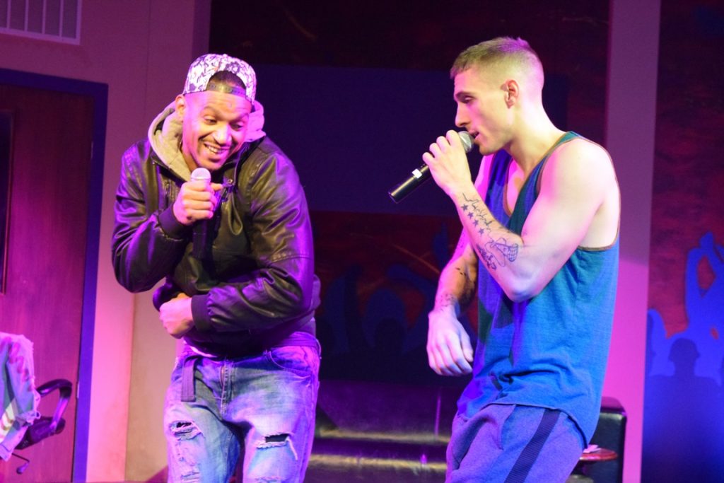 111 Carlo Campbell (left) and Kyle Glenn in InterAct Theatre Company's production of