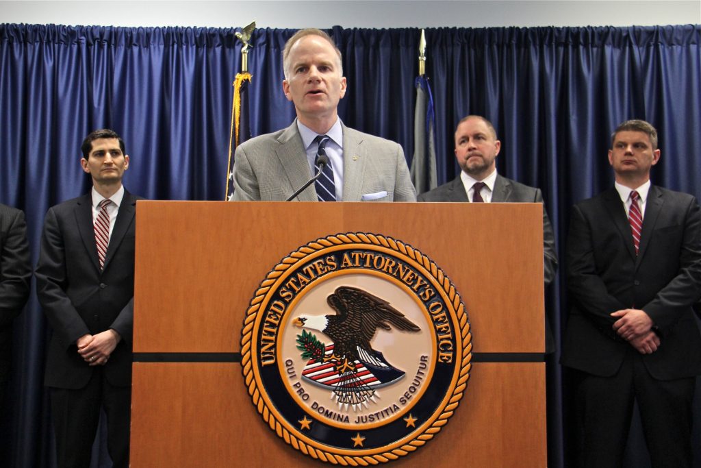 2019 02 06-e lee-william mcswain-philadelphia 615 chestnut-supervised injection site lawsuit U.S. Attorney William McSwain speaks at a press conference.