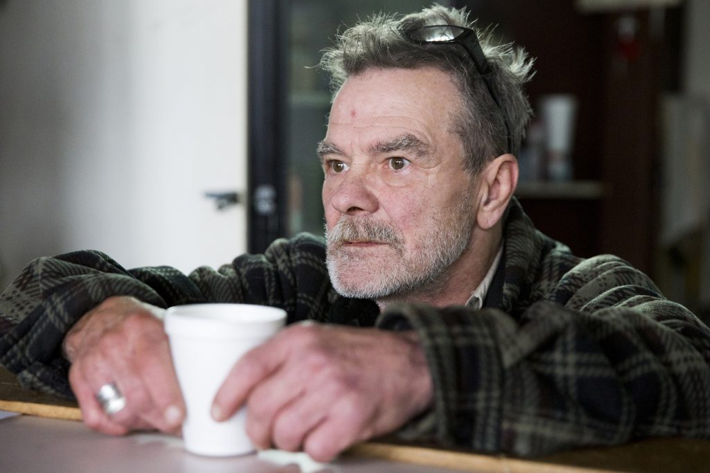 2019 02 17-r wisniewski-rob-the last stop kensington-1 Rob mans the coffee counter at The Last Stop in Kensington on February 17, 2019. Patrons are able to pay whatever they wish for a cup of fresh coffee, with donations going entirely to the upkeep of the DIY recovery center. According to Rob, coffee sales give the Stop just enough to pay the utility bills each month.