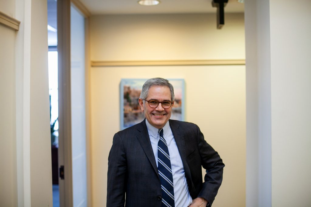 2019 2 1- b larrison- philadelphia district attorneys office- larry krasner jondhi harrell- district attorney larry krasners first year in office_-5 Philadelphia District Attorney Larry Krasner is pictured in the District Attorney's Office in Center City Friday, February 1, 2019. (Brad Larrison for WHYY)