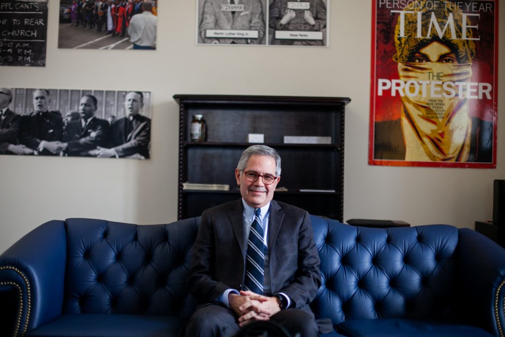 2019 2 1- b larrison- philadelphia district attorneys office- larry krasner jondhi harrell- district attorney larry krasners first year in office_-6 Philadelphia District Attorney Larry Krasner is pictured in the District Attorney's Office in Center City on Friday February 1, 2019. (Brad Larrison for WHYY)