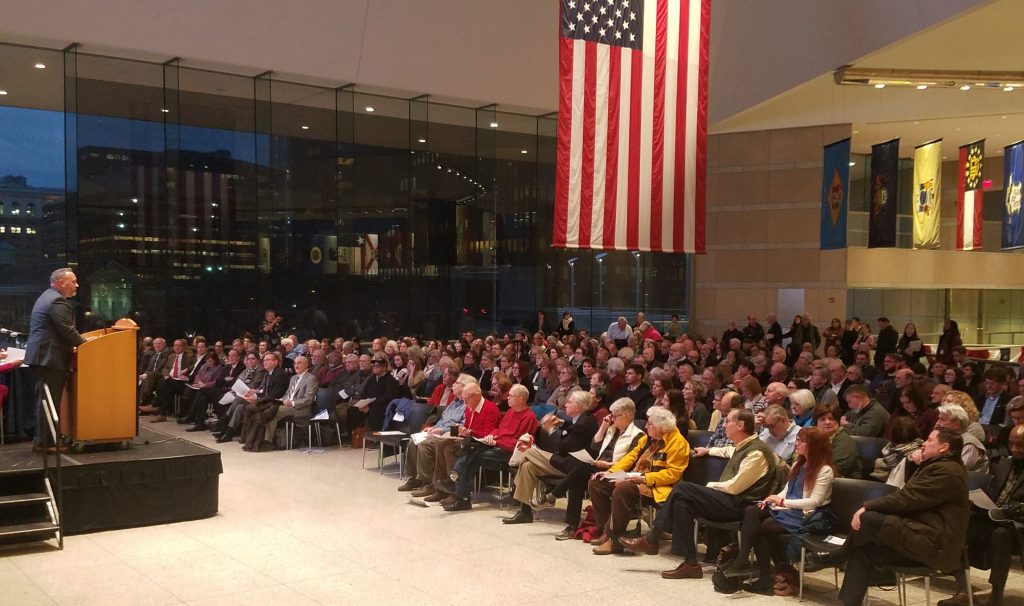 20190227_180413 More than 300 people turned out to hear about a proposal to save the collection of the Philadelphia History Museum. (Peter Crimmins/WHYY)
