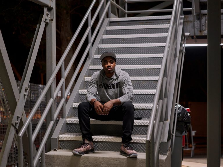 Jay Jordan, 33, is the director of the #TimeDone/Second Chances project for the nonprofit Californians for Safety and Justice. The clinic involves public defenders who volunteer to help people get their criminal charges or records reduced or expunged (Philip Cheung for NPR)