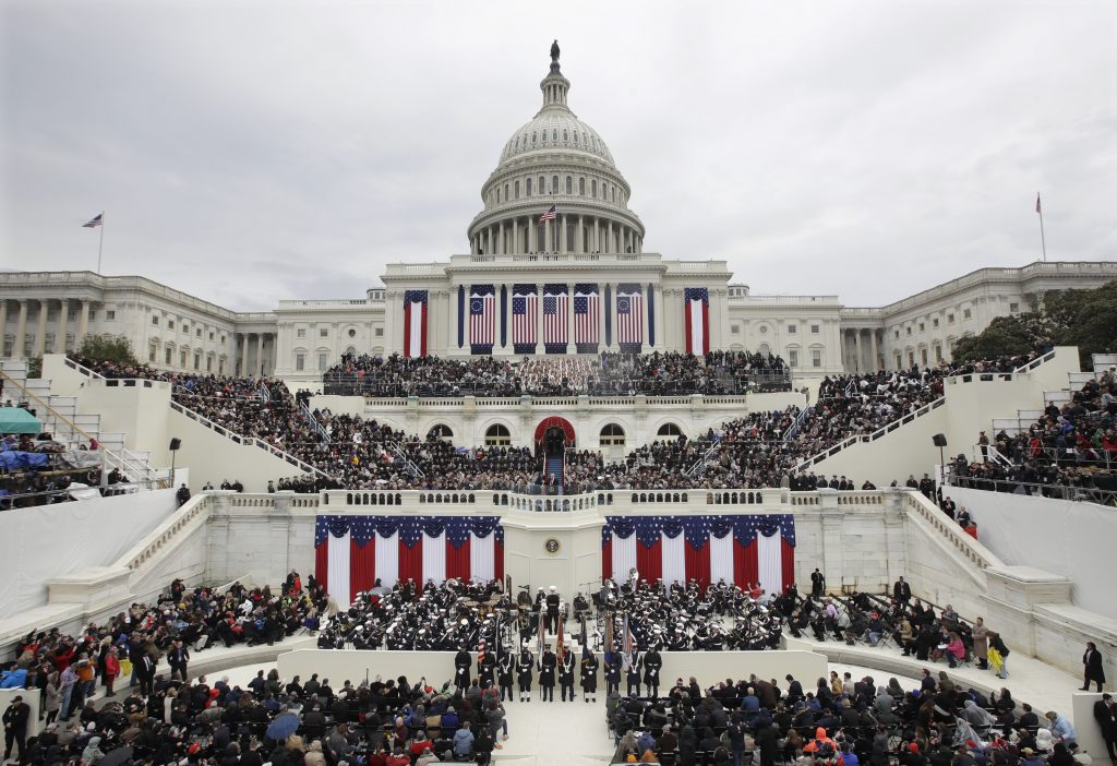 In this Jan. 20, 2017, file photo, President Donald Trump gives his inaugural address after being sworn in as the 45th president of the United States during the 58th Presidential Inauguration at the U.S. Capitol in Washington. Big money from billionaires, corporations and a roster of NFL owners poured into Donald Trump’s inaugural committee in record-shattering amounts, to pull off an event that turned out considerably lower-key than previous inaugural celebrations. (Patrick Semansky/AP Photo, File)