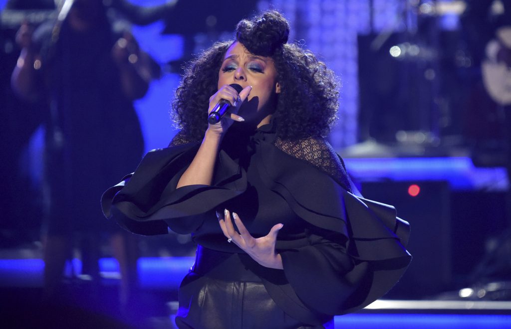 Marsha Ambrosius performs during a tribute to lifetime achievement award winner Anita Baker at the BET Awards at the Microsoft Theater on Sunday, June 24, 2018, in Los Angeles. (Photo by Richard Shotwell/Invision/AP)