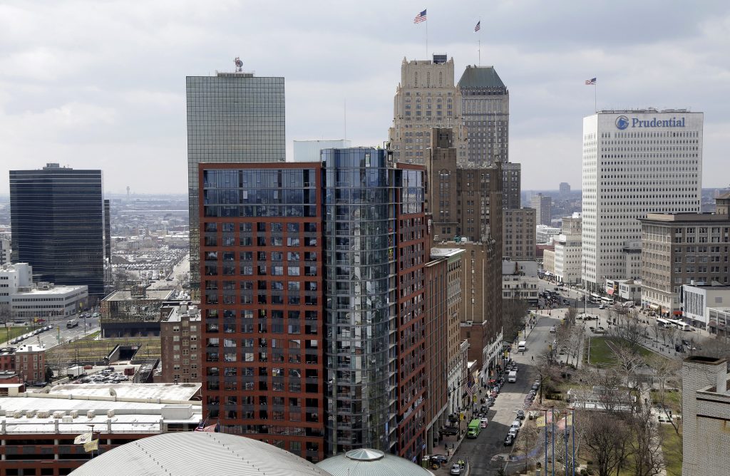 Amazon HQ Rejected FILE- This April 10, 2018, file photo shows a part of the skyline in Newark, N.J. (AP Photo/Seth Wenig, File)