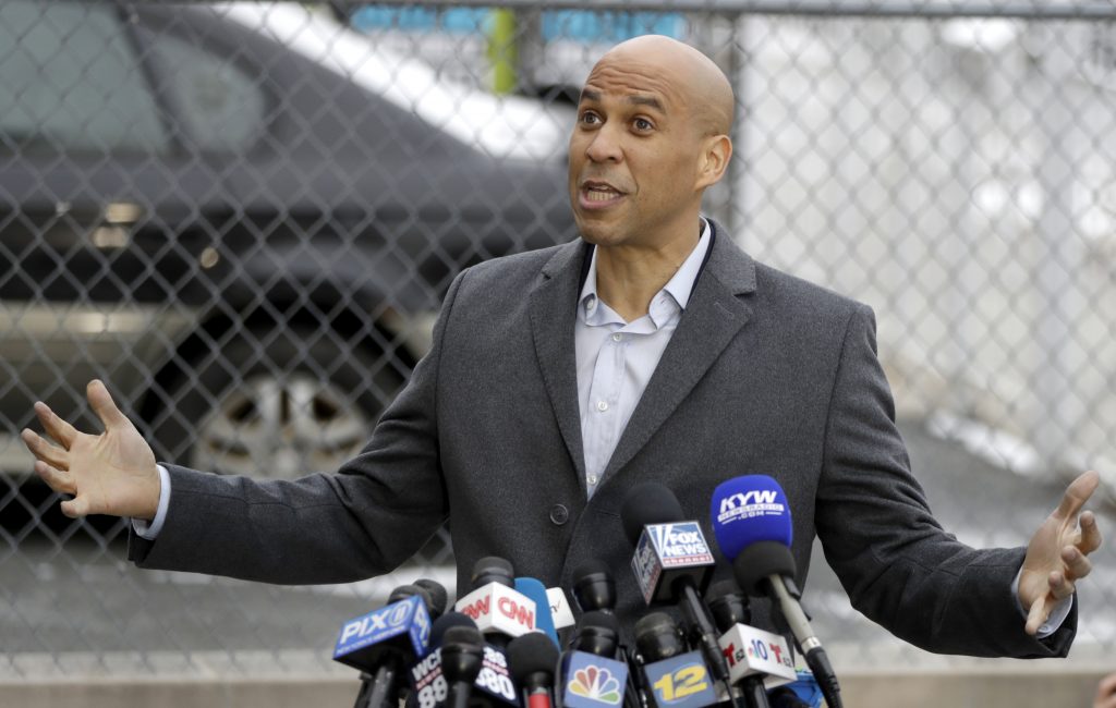 Election 2020 Cory Booker U.S. Sen. Cory Booker, D-NJ, speaks during a news conference outside of his home, Friday, Feb. 1, 2019, in Newark, N.J. Booker earlier in the day declared his bid for the presidency with a sweeping call to unite a deeply polarized nation around a