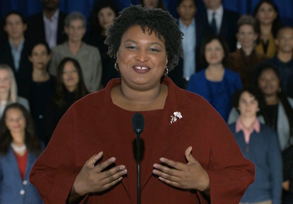 State of Union Democratic Response In this pool image from video, Stacey Abrams delivers the Democratic party's response to President Donald Trump's State of the Union address, Tuesday, Feb. 5, 2019 from Atlanta. (Pool video image via AP)