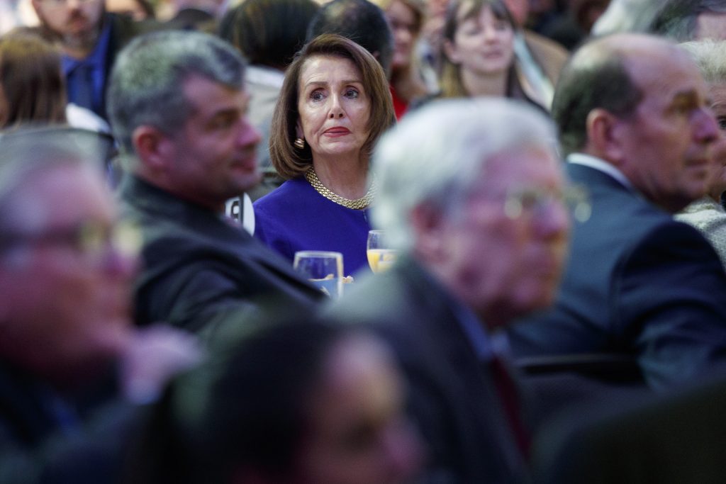 Nancy Pelosi Speaker of the House Nancy Pelosi of Calif. listens during the National Prayer Breakfast attended by President Donald Trump, Thursday, Feb. 7, 2019, in Washington. (Evan Vucci/AP Photo)