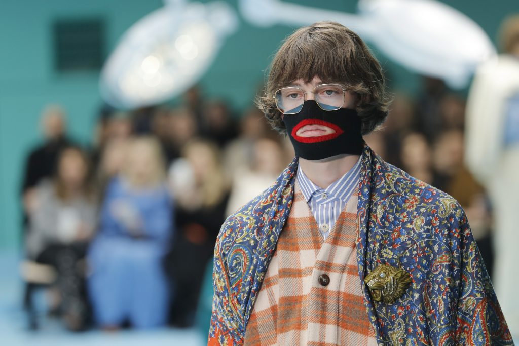 Fashion Racial Insensitivity In this Feb. 21, 2018, file photo, a model wears a creation as part of the Gucci women's Fall/Winter 2018-2019 collection, presented during the Milan Fashion Week, in Milan, Italy. Gucci, which designed this face warmer, reminiscent of blackface prompted an instant backlash from the public and forced the company to apologize publicly on Wednesday, Feb. 6, 2019. (Antonio Calanni/AP Photo)