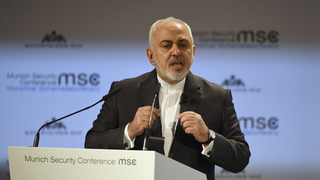 Germany Munch Security Conference Iranian Foreign Minister Mohammad Javad Zarif speaks during the Munich Security Conference in Munich, Germany, Sunday, Feb. 17, 2019. (Kerstin Joensson/AP Photo)