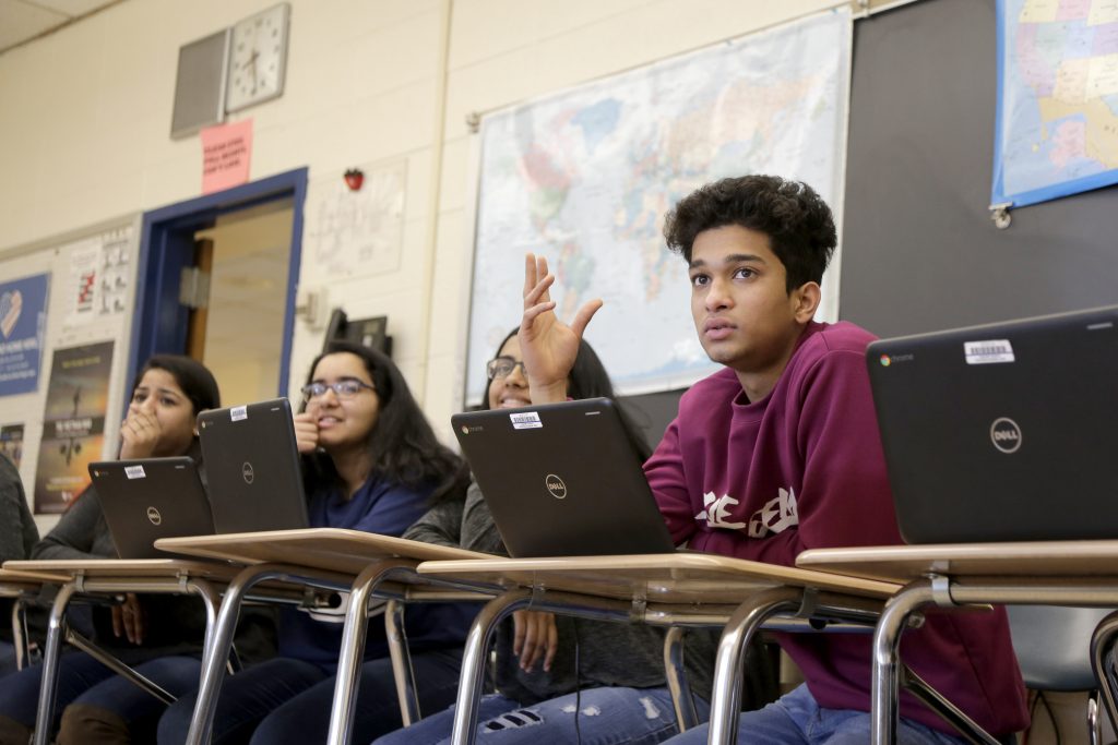 Teens Tweet Trump Cold Cases Law Students participate in an Advanced Placement government class at Hightstown High School in Hightstown, N.J., Tuesday, Feb. 19, 2019. (Seth Wenig/AP Photo)