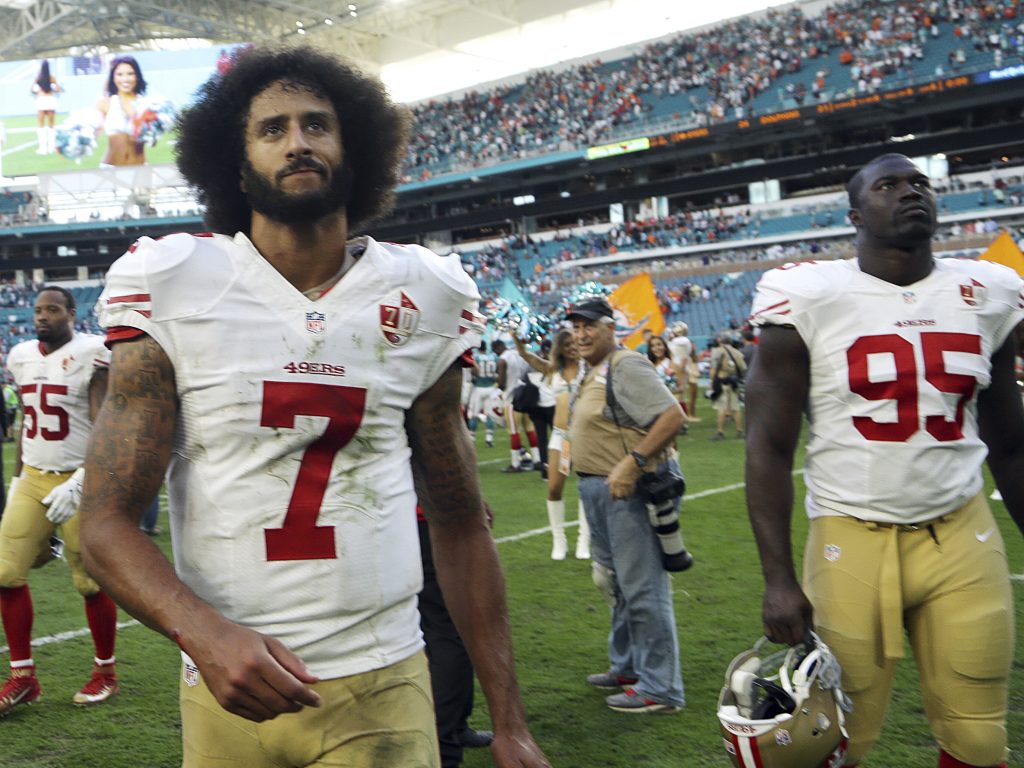 Former San Francisco 49ers quarterback Colin Kaepernick (7), shown here in 2016, has reached an agreement with the NFL over his allegations of collusion by teams. Former San Francisco 49ers quarterback Colin Kaepernick (7), shown here in 2016, has reached an agreement with the NFL over his allegations of collusion by teams. (Lynne Sladky/AP)