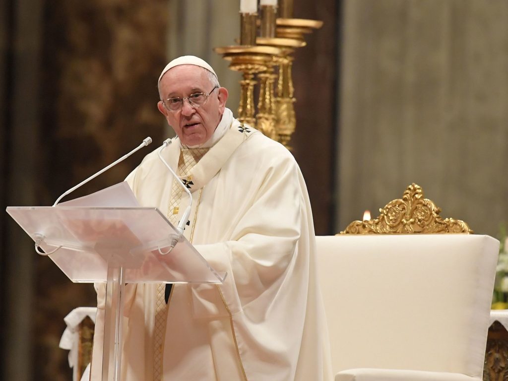 Pope Francis celebrates a holy mass at St. Peter’s basilica in the Vatican. Pope Francis celebrates a holy mass at St. Peter's basilica in the Vatican. (Tiziana Fabi/AFP/Getty Images)
