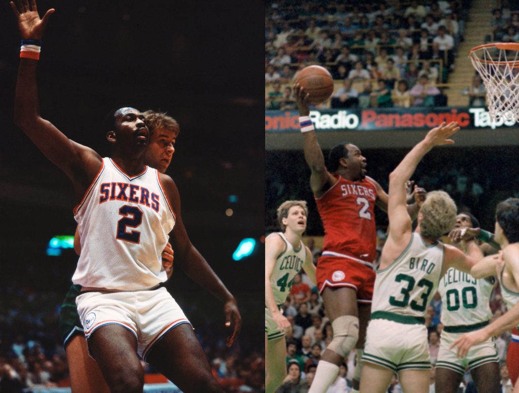 moses-malone-sidebyside Philadelphia 76ers legend Moses Malone (AP Photos/Kevin Reece, Charlie Krupa)