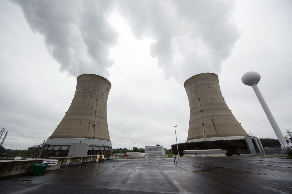 Three Mile Island Nuclear Power Plant Cooling towers at the Three Mile Island nuclear power plant in Middletown, Pa. (Matt Rourke/AP Photo)