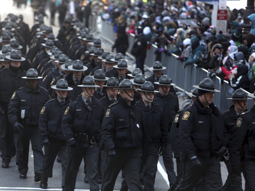 state_police_troopers-1920×1437 In this file photo, Pennsylvania State Police are seen in Philadelphia in February 2018 (Jacqueline Larma/AP Photo)