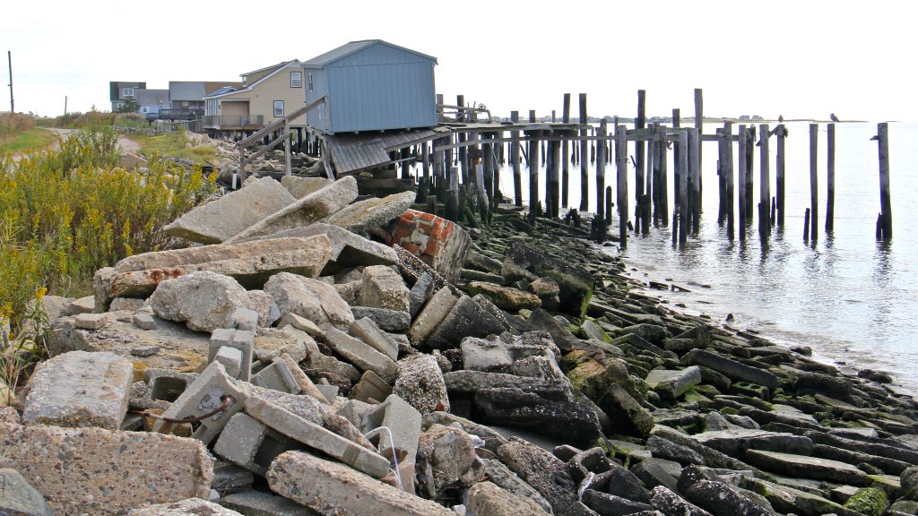 2017 10 03-e lee-bay point new jersey-delaware bayshore five years after hurricane sandy Rocks and the bay are seen along Bay Point