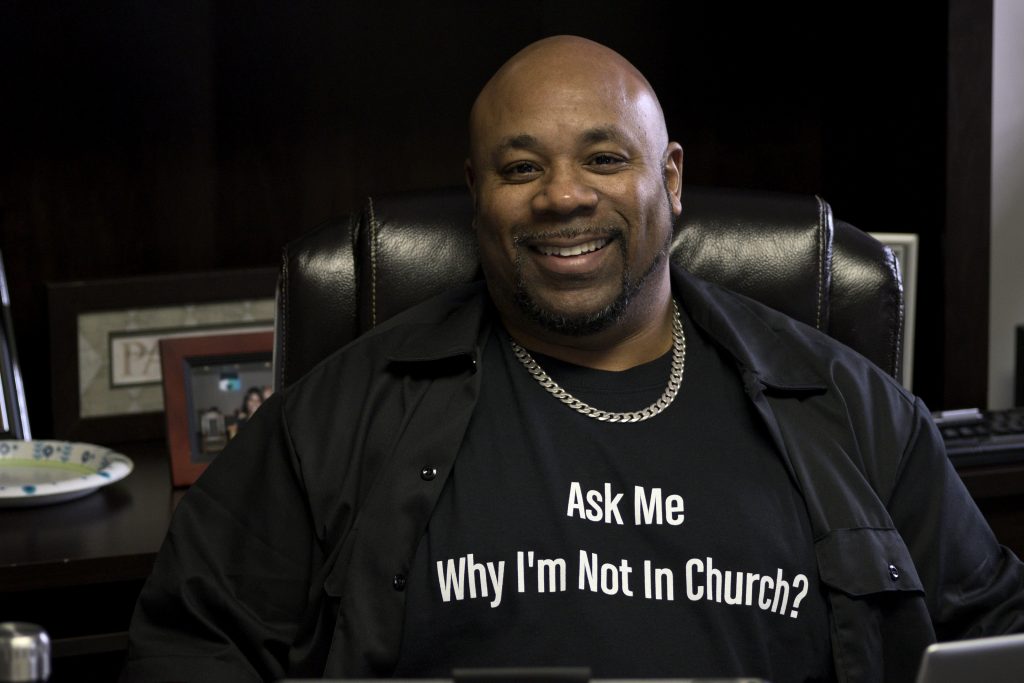 20190129_Pastor_Portrait_BS1538 Pastor Rev. Larry L. Anderson, Jr. in his office at the Great Commission Church in Northwest Philadelphia on Jan. 29. (Bastiaan Slabbers for WHYY)
