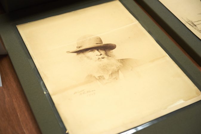 The Whitman at 200 pop-up exhibition includes early drawings and photographs of Walt Whitman. (Natalie Piserchio for WHYY)