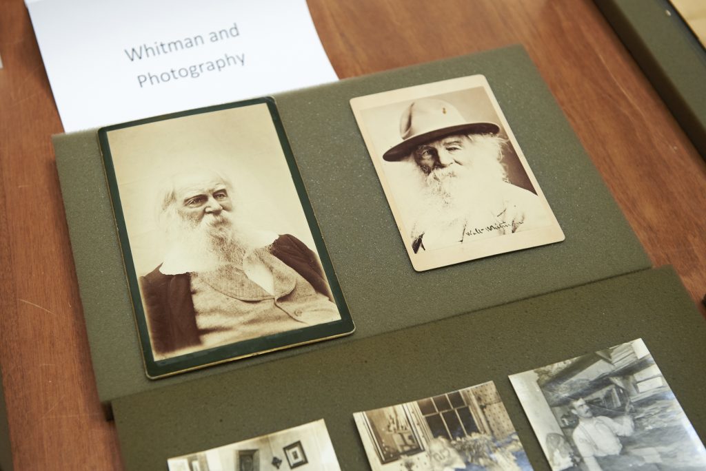 The Whitman at 200 Symposium pop-up exhibition includes photographs of Walt Whitman. (Natalie Piserchio for WHYY)