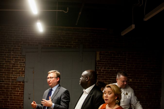 City of Philadelphia Managing Director Brian Abernathy speaks at a meeting on the ongoing Philadelphia Resilience Project that aims to combat the opioid epidemic. (Brad Larrison for WHYY)
