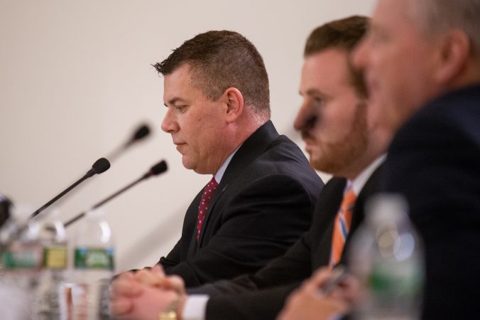 France Krazalkovich, candidate for county commissioner,
takes part in a debate hosted by the Montgomery County Republican Committee at the Upper Merion Township Building in King of Prussia, Pa. on Thursday, February 28, 2019. (Kriston Jae Bethel for WHYY)