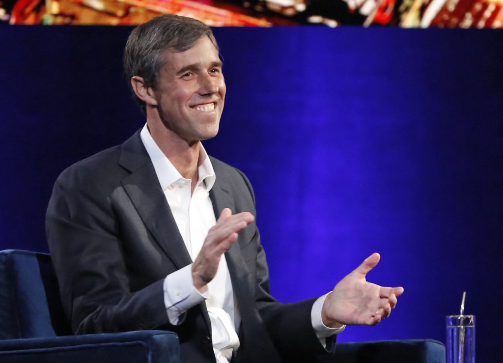 Beto O’ Rourke Former Democratic Texas congressman Beto O'Rourke laughs as with Oprah Winfrey presses him to make the announcement that he is running for president during a live interview on a Times Square stage at