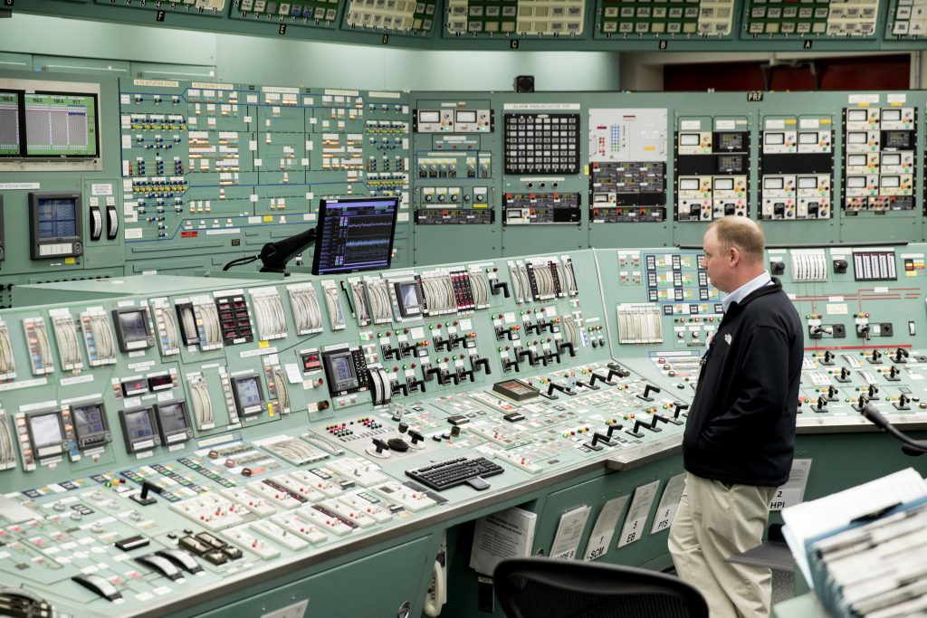 Nuclear Plants-Bailouts In this May 22, 2017, file photo shows the control room at the Three Mile Island nuclear power plant in Middletown, Pa. Forty years after Three Mile Island became synonymous with America's worst commercial nuclear power accident, the prospect of bailing out nuclear power plants is stirring debate at the highest levels of Pennsylvania and the federal government. (Matt Rourke/AP Photo)