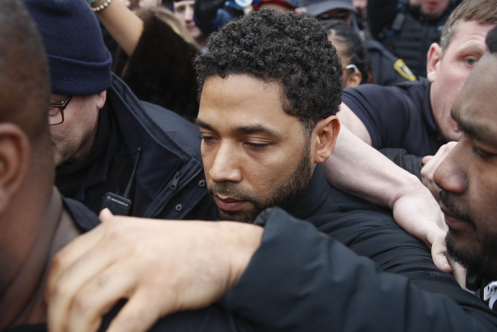 Empire Cast Member Attack Jussie Smollett leaves George N Leighton Criminal Courthouse in Chicago last month. A grand jury has indicted the