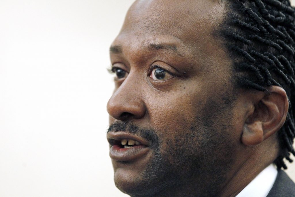 In this Thursday, June 14, 2012 file photo, James Stern of Jackson, Miss., at a news conference in Jackson, Miss. One of the largest and oldest neo-Nazi groups in the U.S. appears to have an unlikely new leader: Stern, a black activist who has vowed to dismantle it. (Rogelio V. Solis/AP Photo)