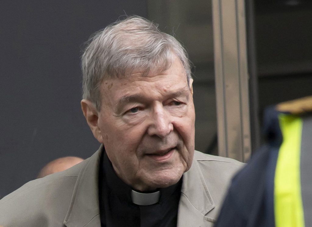 George Pell In this Feb. 26, 2019, file photo, Cardinal George Pell arrives at the County Court in Melbourne, Australia. An Australian judge sentenced Wednesday, March 13, the most senior Catholic, Pell, to be convicted of child sex abuse to 6 years in prison for molesting two choirboys in a Melbourne cathedral more than 20 years ago. (Andy Brownbill/AP Photo, File)