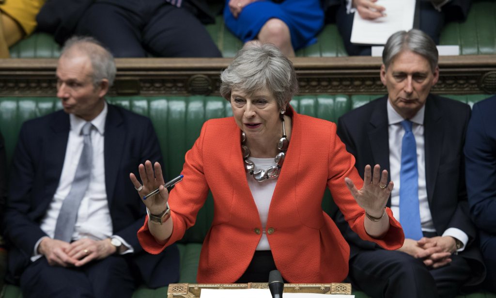 EU Brexit Timeline Photo Gallery In this Tuesday March 12, 2019 file photo Britain's Prime Minister Theresa May speaks to lawmakers in parliament, London. Britain's love-hate relationship with the rest of Europe goes back decades, but the Brexit crisis gripping it today stems from dramatic January 2013 speech by Prime Minister David Cameron in which he promised an