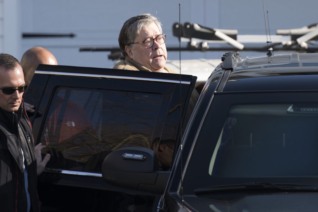 Trump Russia Probe Attorney General William Barr leaves his home in McLean, Va., on Saturday morning, March 23, 2019. (Sait Serkan Gurbuz/AP Photo)