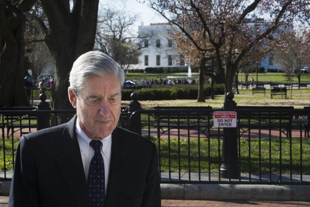 APTOPIX Trump Russia Probe Special Counsel Robert Mueller walks past the White House after attending services at St. John's Episcopal Church, in Washington, Sunday, March 24, 2019. Mueller closed his long and contentious Russia investigation with no new charges, ending the probe that has cast a dark shadow over Donald Trump's presidency. (Cliff Owen/AP Photo)