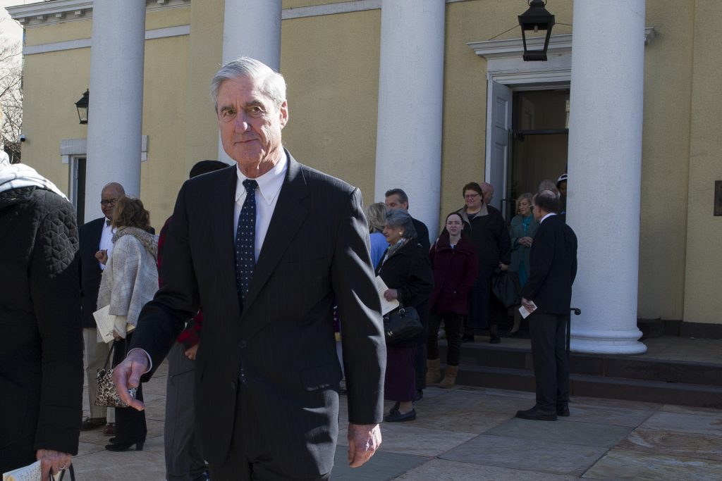 Trump Russia Probe Special Counsel Robert Mueller departs St. John's Episcopal Church, across from the White House, after attending morning services, in Washington, Sunday, March 24, 2019. Mueller closed his long and contentious Russia investigation with no new charges, ending the probe that has cast a dark shadow over Donald Trump's presidency. (AP Photo/Cliff Owen)