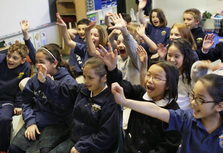 AP_268121268060-768×526 Students in the 3rd grade at St. Paul School in Princeton, N.J. are pictured in this file photo. (Tom Mihalek/AP Photo for Skype)