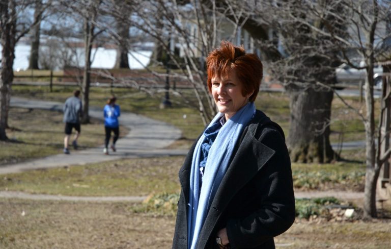 Chris Achenbach-Kimmel stands for a portrait at Elizabethtown College where she works.  (PA Post)